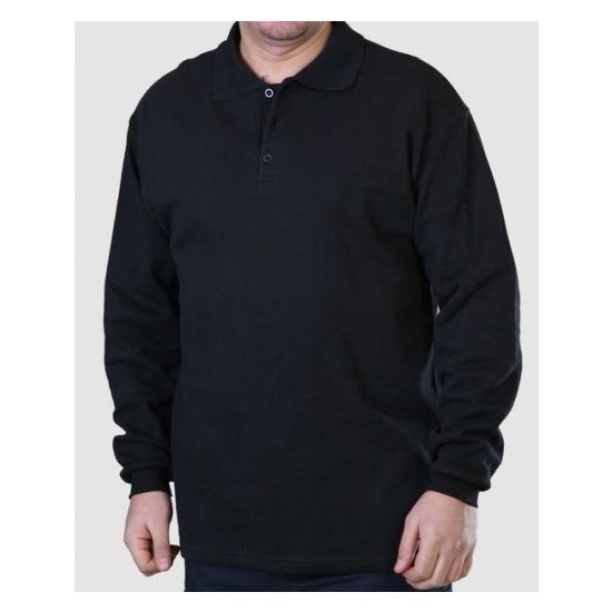 Yafta Siyah Polo Yaka Sweatshirt İş Tişörtü Erkek T-Shirt