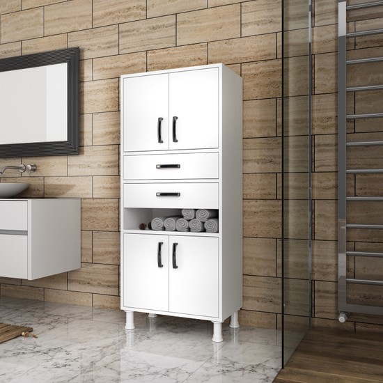 Rani F2 Çok Amaçlı Dolap 4 Kapaklı 2 Çekmeceli 5 Raflı Banyo Fiyatı