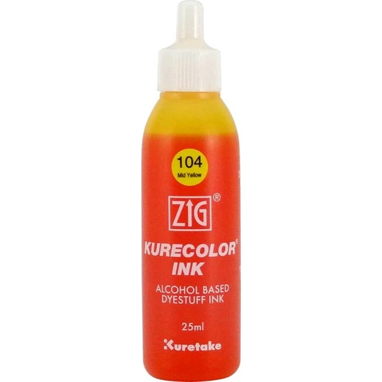 Zig Kurecolor Refill Alcohol Ink Mürekkep 25 Ml. 104 Mid Yellow