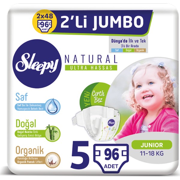 Sleepy Natural 5 Numara Junior Jumbo 48�li Bebek Bezi