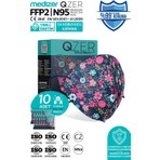 Medizer Qzer Blue Flos Desenli Ffp2 N95 Maske 5 Katmanlı