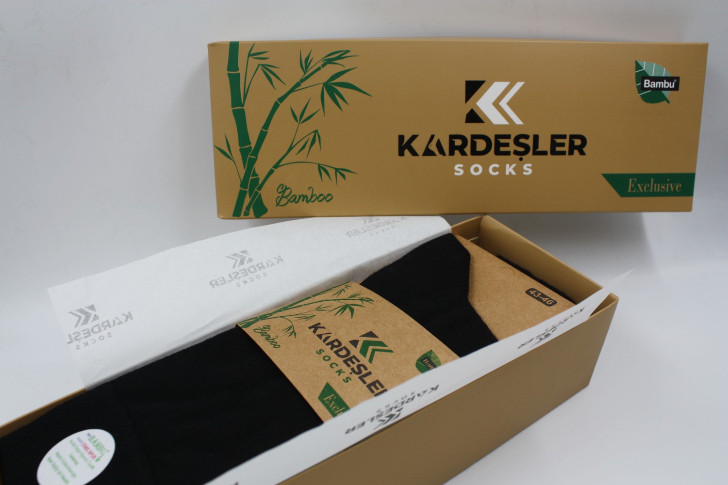 Kardeşler Çorap Erkek Bambu Soket Uzun Düz Siyah Çorap Dikişsiz 6'lı Premium Kutulu görsel 4