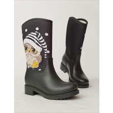 Sea & Blue Shoes Baykuş Baskılı Su Geçirmeyen Kız Çocuk Yağmur Çizmesi