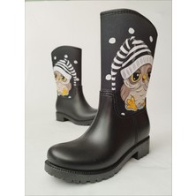 Sea & Blue Shoes Baykuş Baskılı Su Geçirmeyen Kız Çocuk Yağmur Çizmesi