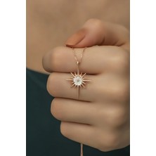 Nereze 925 Ayar Gümüş Manolya Çiçeği Detay Kuzey Yıldızı Kolye