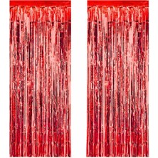 Çıtı Pıtı Store Metalize Arka Fon Süsü Asmalı 50 x 230 cm Kırmızı