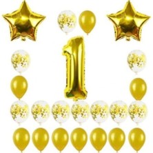 Çıtı Pıtı Store 1 Yaş Altın Yıldızlar Balon Set