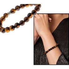 Okyanus Silver 925 Ayar Gümüş Baklava Desen Kombinli Küre Kesim Kaplangözü Bileklik