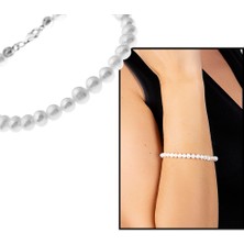 Okyanus Silver 925 Ayar Gümüş Mekanizmalı Zarif Doğal Inci Bayan Bileklik