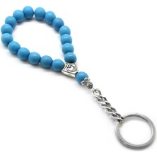 Okyanus Silver Firuze Doğaltaş-Krom Çelik Kombinli Tesbih Anahtarlık