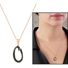 Okyanus Silver 3D Tasarım Siyah Zirkon Taşlı 925 Ayar Gümüş El Yazısı Harf Kolye  O