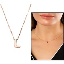 Okyanus Silver 3D Tasarım Rose Renk 925 Ayar Gümüş  L  Harf Kolye