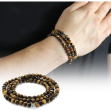 Okyanus Silver Hem Bileklik - Hem Kolye - Hem Tesbih 99LU Kaplangözü Doğaltaş Aksesuar