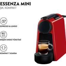 Nespresso D35 Essenza Mini Kırmızı Kahve Makinesi ve Süt Köpürtücü Aksesuar