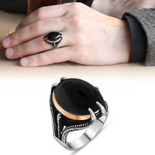 Okyanus Silver Pençe Tasarım Siyah Oniks Taşlı 925 Ayar Gümüş Erkek Yüzük