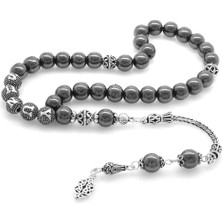 Okyanus Silver 925 Ayar Gümüş Püsküllü Küre Kesim Gümüş Isim Yazılı Hematit Doğaltaş Tesbih