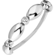 Okyanus Silver Zirkon Taşlı Sıralı Arpa Tasarım 925 Ayar Gümüş Bayan Yüzük
