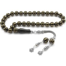 Okyanus Silver 925 Ayar Gümüş Püsküllü Prinç 8li Karpuz Yarma Küre Kesim Rus Oltu Tesbih