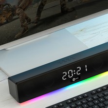 Lecoo DS103 RGB Bluetooth Stereo Saat/Alarm 10W Soundbar Speaker Siyah