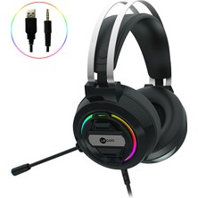 Lenovo Lecoo HT401 3.5mm Jack+ USB Kulak Üstü RGB LED Aydınlatmalı Kablolu Gaming Kulaklık Siyah