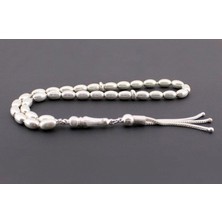 Okyanus Silver Kalem Işçilikli Arpa Kesim 925 Ayar Gümüş Tesbih (M-1)