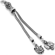 Okyanus Silver Çift Başlı Kartal-Arma Tasarım 2li Kamçı 925 Ayar Gümüş Püskül