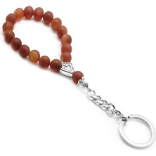 Okyanus Silver Mat Akik Doğaltaş-Krom Çelik Kombinli Tesbih Anahtarlık