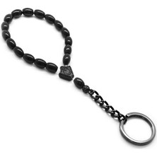 Okyanus Silver Oniks Doğaltaş-Çelik Kombinli Tesbih Anahtarlık