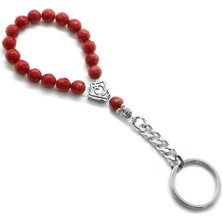 Okyanus Silver Fasetalı Mercan Doğaltaş-Çelik Kombinli Tesbih Anahtarlık