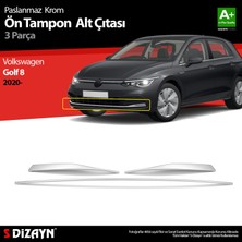 S-Dizayn VW Golf 8 HB Krom Ön Tampon Alt Çıtası 3 Prç. 2020-2024