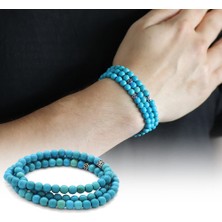 Okyanus Silver Hem Bileklik - Hem Kolye - Hem Tesbih 99LU Firuze Doğaltaş Aksesuar