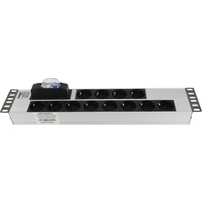 Connect 19" 2u 12'li Schuko Sigortalı Aluminyum Rack Kabin Grup Priz Pdu