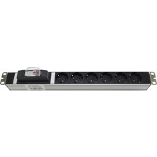 Connect 19" 1u 6'lı Schuko Sigortalı Aluminyum Rack Kabin Grup Priz Pdu