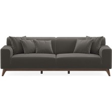 Enza Home Netha 3'lü Yataklı Koltuk, Tay Tüyü - Koyu Gri