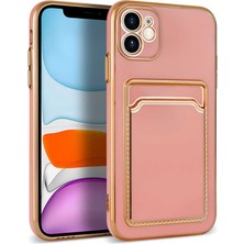 noktaks - Apple iPhone 11 - Kılıf Koruyucu Bark Kartlıklı Kapak - Rose Gold