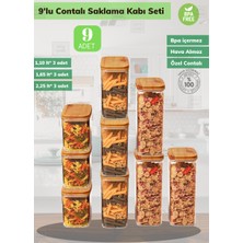 9’lu Bambu Contalı Saklama Kabı Seti Erzak Kabı 3*1,10 Lt / 3*1,65 Lt / 3*2,25 Lt