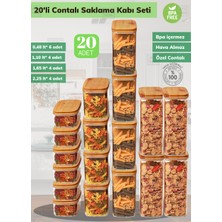 20’li Bambu Contalı Saklama Kabı Seti Erzak Kabı 6*0,48 Lt / 4*1,10 Lt / 4*1,65 Lt / 4*2,25 Lt