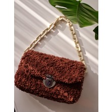 Verda Desing Teddy Peluş Kol Çantası Kahverengi