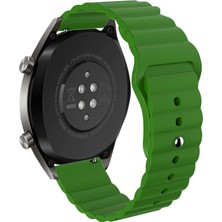 CoverZone Galaxy Watch S4 Ile Uyumlu Dalgalı Quintessential 46MM Kabartmalı Quintessential Kordon K.yeşil