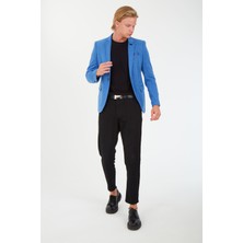 SPOSO  5106 Dar Kalıp Yarım Astarlı İndigo Blazer Ceket