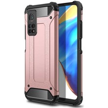 Fibaks Xiaomi Mi 10T Kılı Military Armor Köşe Korumalı Çift Katmanlı Darbe Emici Crash Silikon Kapak