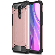 Fibaks Xiaomi Redmi 9 Kılı Military Armor Köşe Korumalı Çift Katmanlı Darbe Emici Crash Silikon Kapak