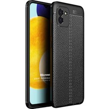 Microsonic Samsung Galaxy A03 Kılıf Deri Dokulu Silikon Siyah