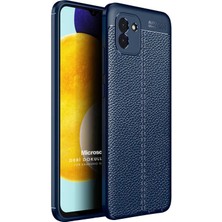 Microsonic Samsung Galaxy A03 Kılıf Deri Dokulu Silikon Lacivert