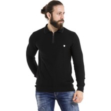 Cipo & Baxx CP278 Polo Yaka Fermuarlı Siyah Kazak