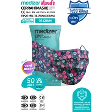 Medizer Meltblown Blue Flos Desenli Cerrahi Maske