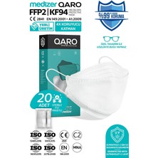 Medizer Qaro Beyaz Renk Kore Tipi KF94 Ffp2 Maske