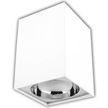 Cata Kare Beyaz ve Platin Çelik Kasa GU10 Duylu Sıva Üstü Dekoratif Armatür ( Ct - 5420 )