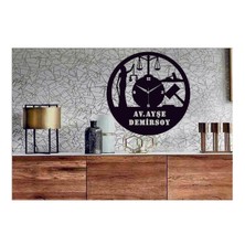 Hediyelikevi Kişiye Özel Adalet,avukat,hukuk Temalı Ahşap Duvar Saati 50 x 50 cm