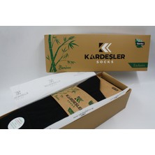 Kardeşler Çorap Bambu Erkek Soket Uzun Düz Siyah Çorap Dikişsiz 6'lı Premium Kutulu